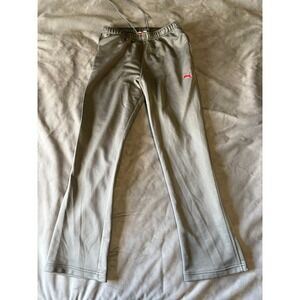 Puma Sportlifestyle Gray Track Pants Mens Medium Red Logo Drawstring Sweatpants